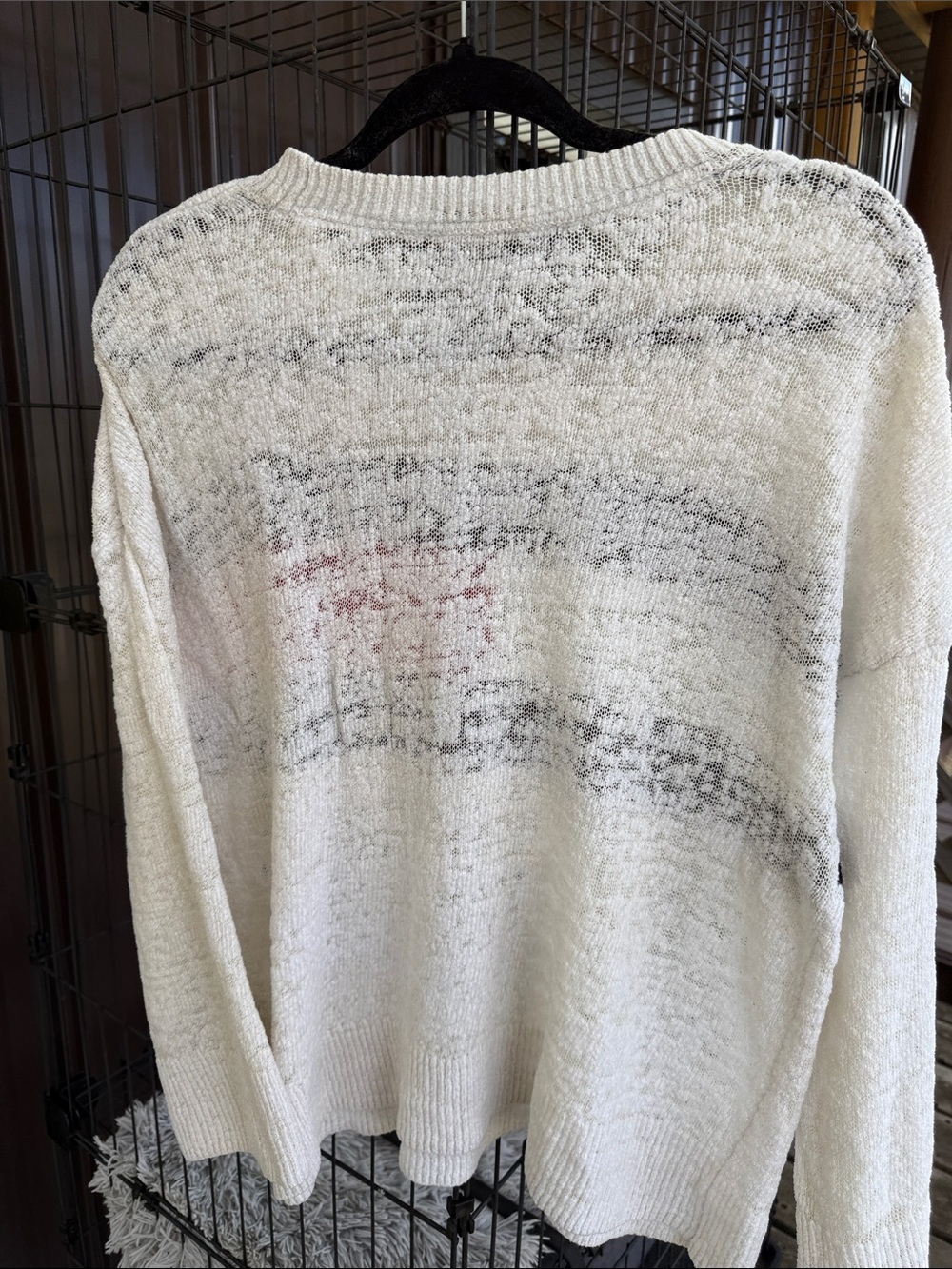 Tommy Hilfiger Cream Crewneck Sweater with Navy and Red Block - Picture 4 of 8